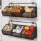 Wall Mounted Kitchen Storage Basket Metal Wire Organizer For Vegetables Spices 2