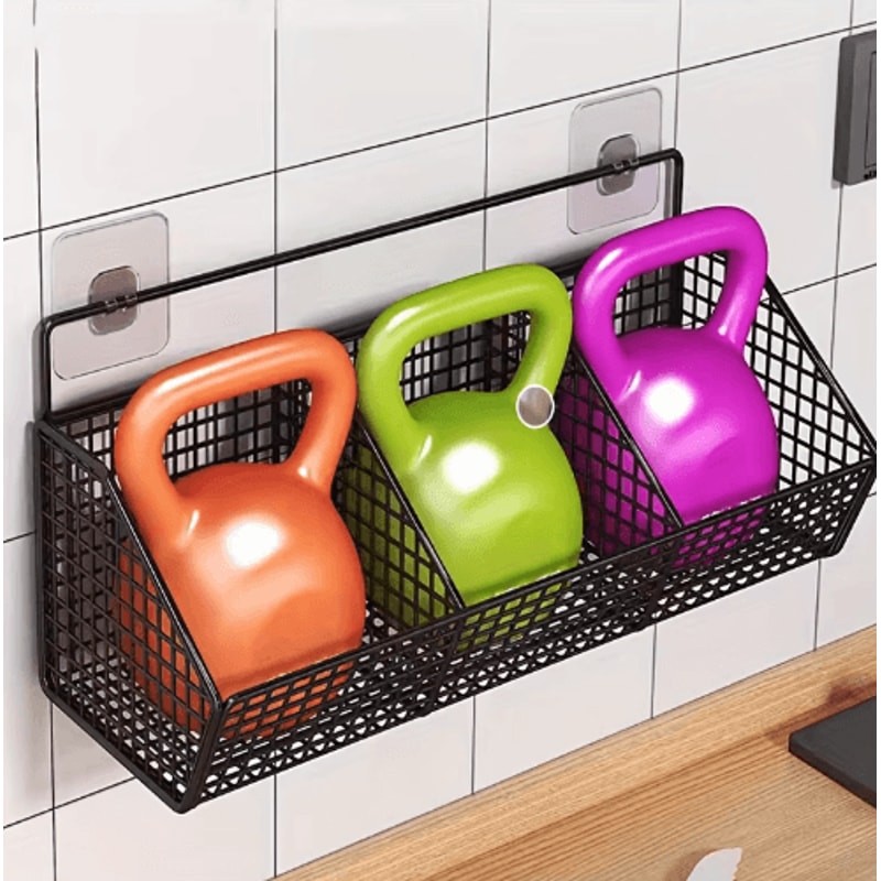 Wall Mounted Kitchen Storage Basket Metal Wire Organizer For Vegetables Spices 5