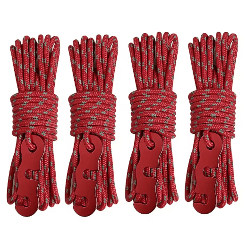 Reflective Tent Ropes Set Windproof Adjustable Camping Guy Lines With Buckles 1