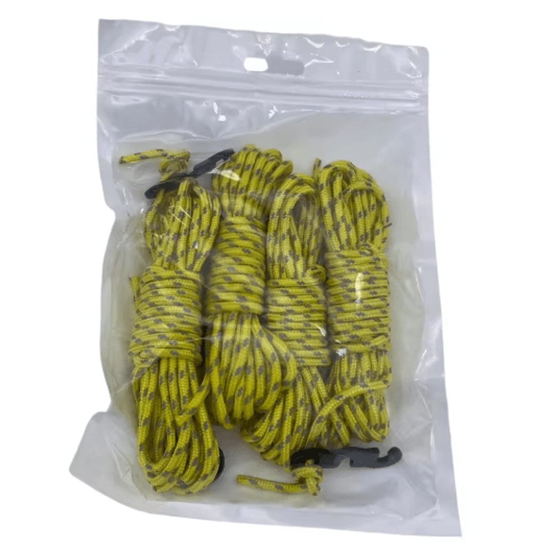 Reflective Tent Ropes Set Windproof Adjustable Camping Guy Lines With Buckles 6