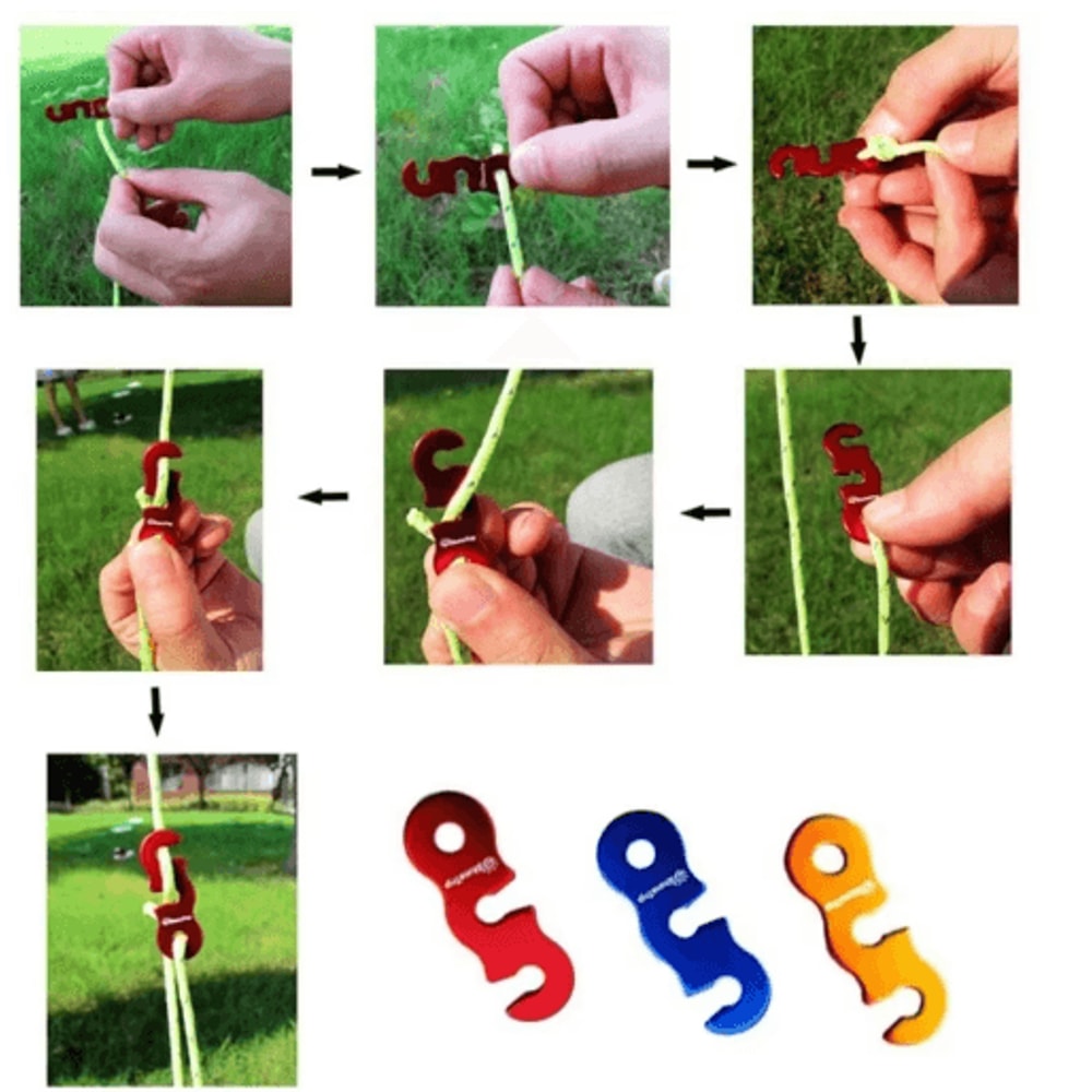 Reflective Tent Ropes Set Windproof Adjustable Camping Guy Lines With Buckles 7