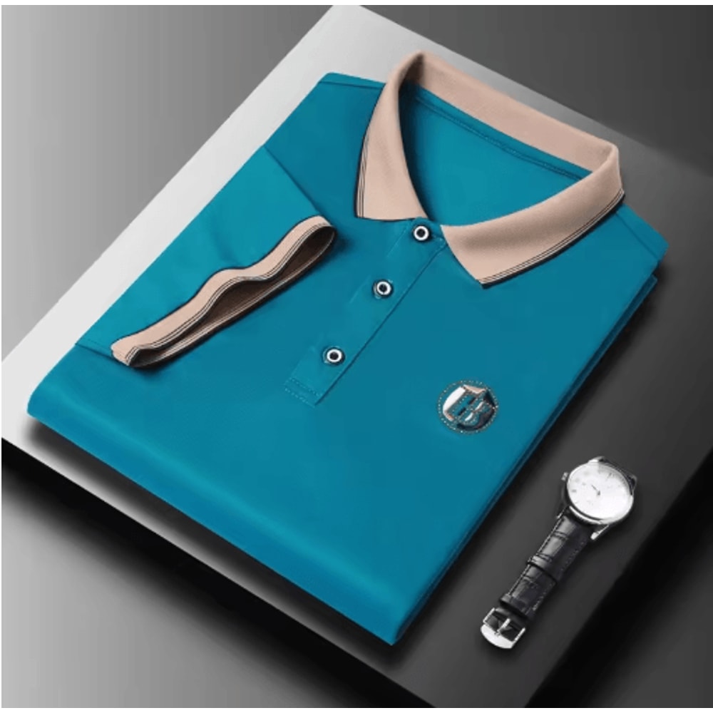 Mens Embroidered Polo Shirt Short Sleeve Casual Cotton Top 3