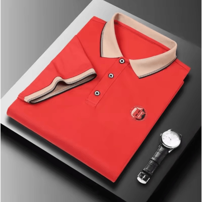 Mens Embroidered Polo Shirt Short Sleeve Casual Cotton Top 6