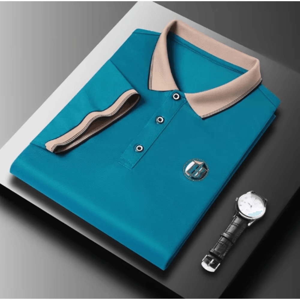 Mens Embroidered Polo Shirt Short Sleeve Casual Cotton Top 9
