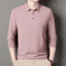 Mens Long Sleeve Polo Shirt 2025 Business Casual Breathable Solid Color Top 2