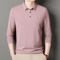 Mens Long Sleeve Polo Shirt 2025 Business Casual Breathable Solid Color Top 2