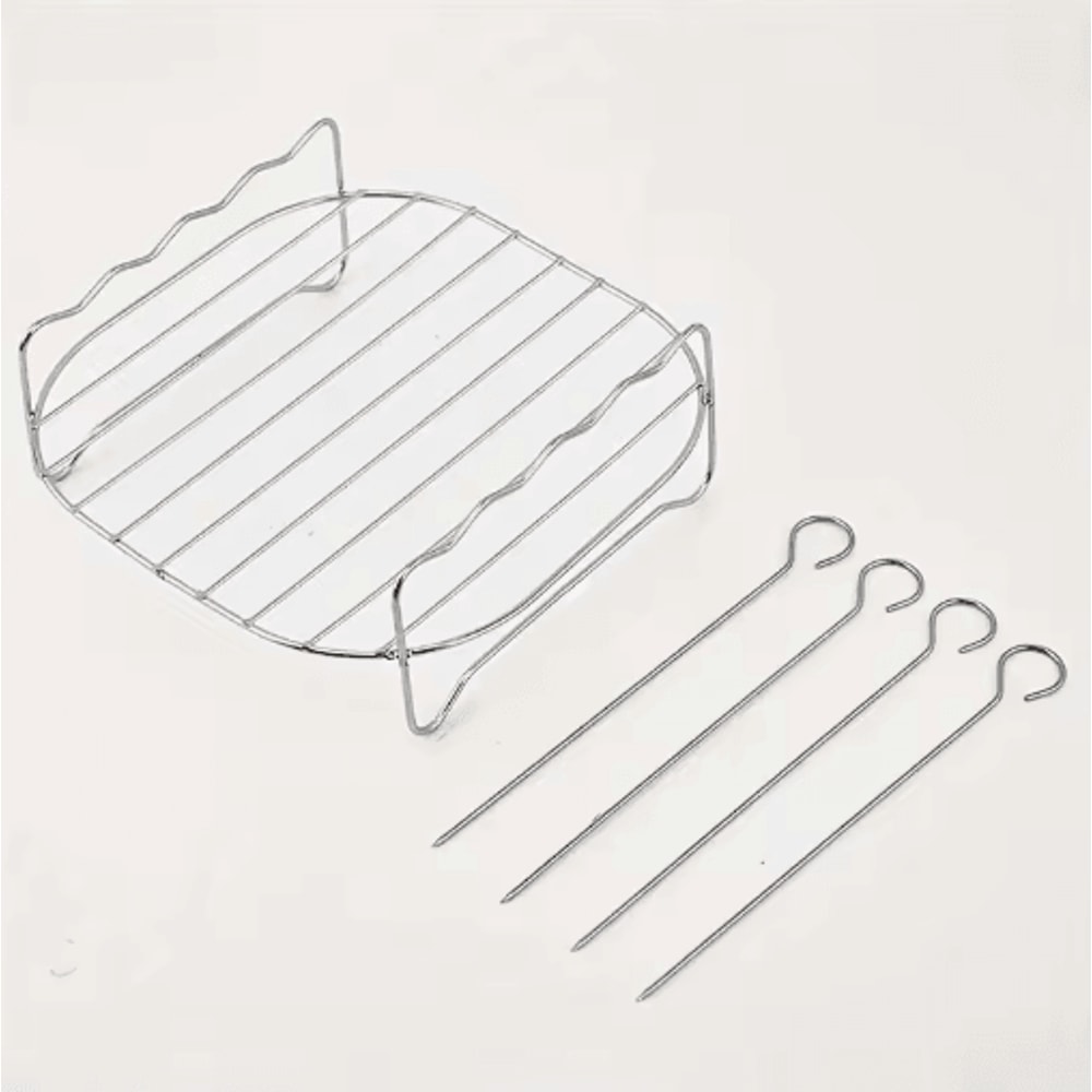 Air Fryer Grill Rack With Skewers Stainless Steel Cooking Rack 20cm 2