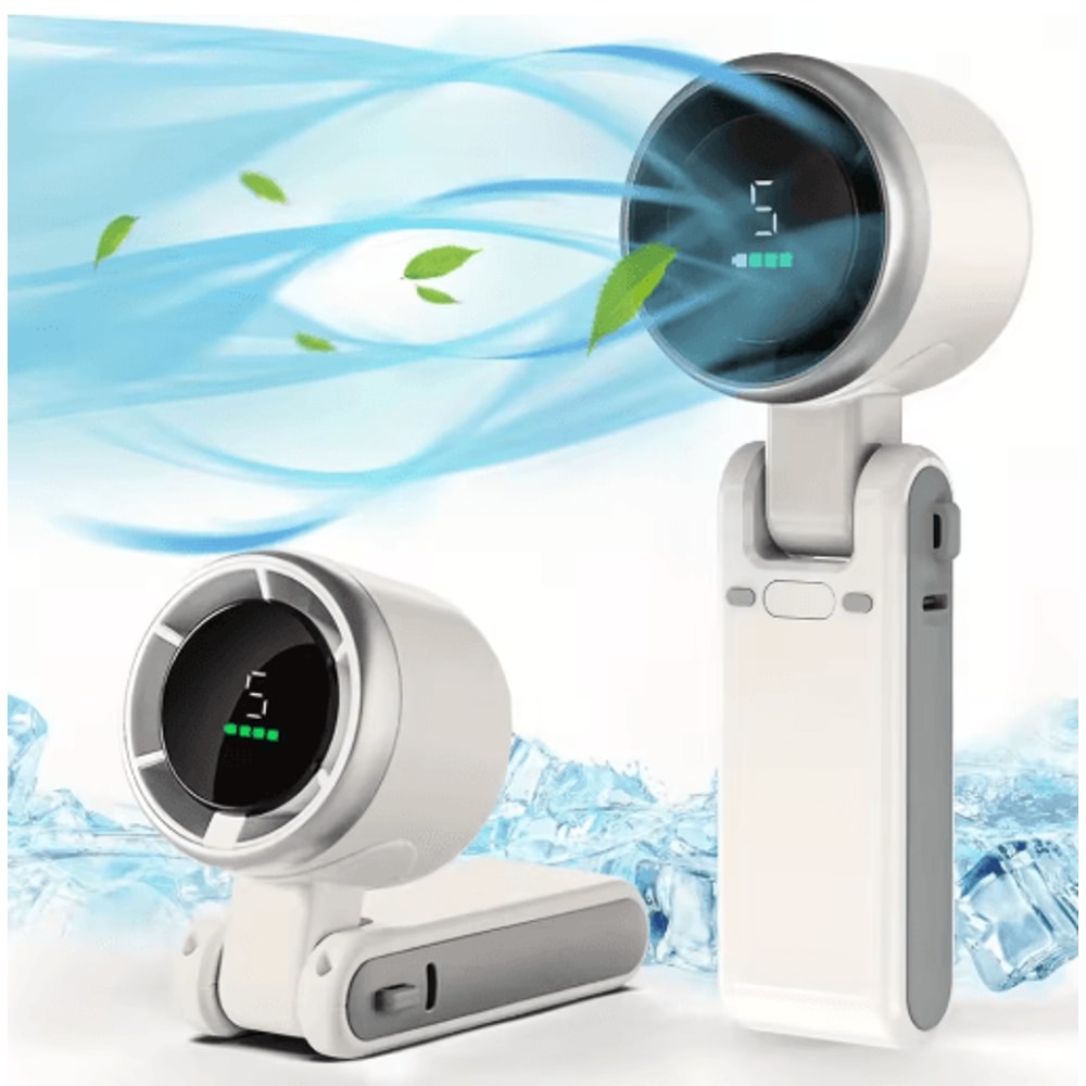 3in1 Portable Mini Fan 5 Speed Rechargeable USB Travel Cooling Fan 2