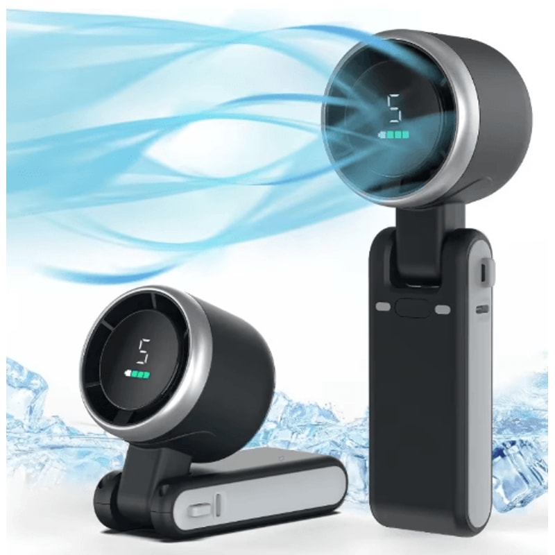3in1 Portable Mini Fan 5 Speed Rechargeable USB Travel Cooling Fan 7