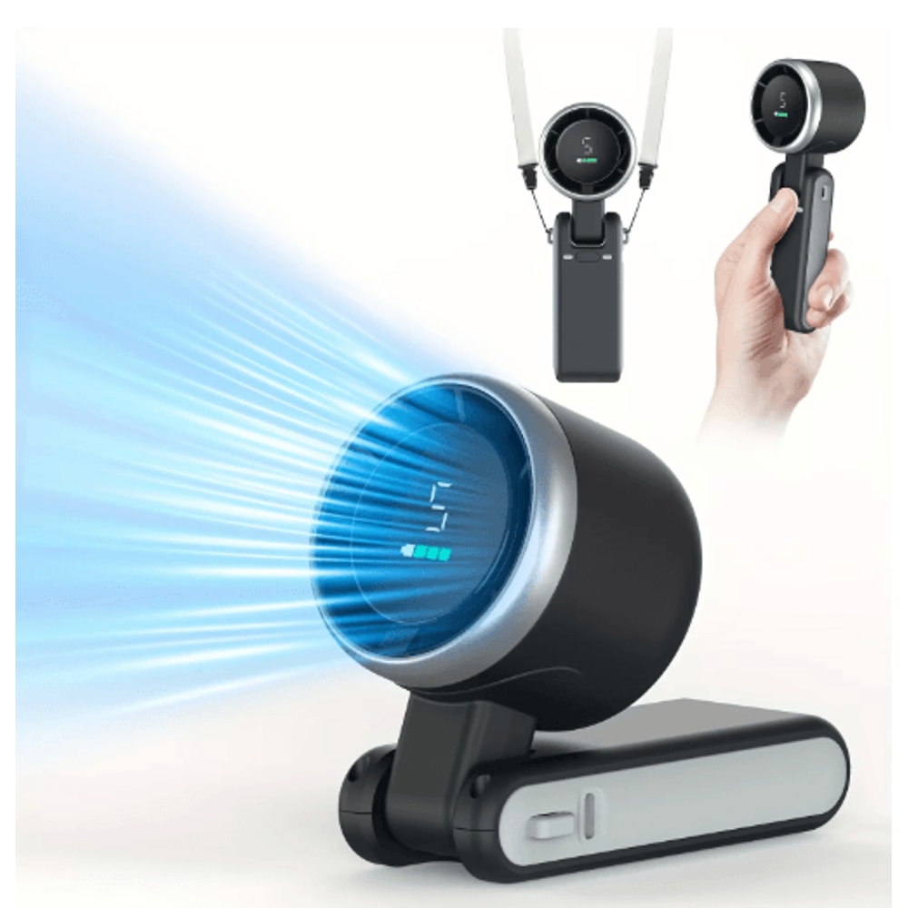 3in1 Portable Mini Fan 5 Speed Rechargeable USB Travel Cooling Fan 0
