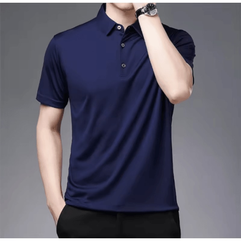 Mens Short Sleeve Polo Shirt Breathable Business Casual Summer Essential 1