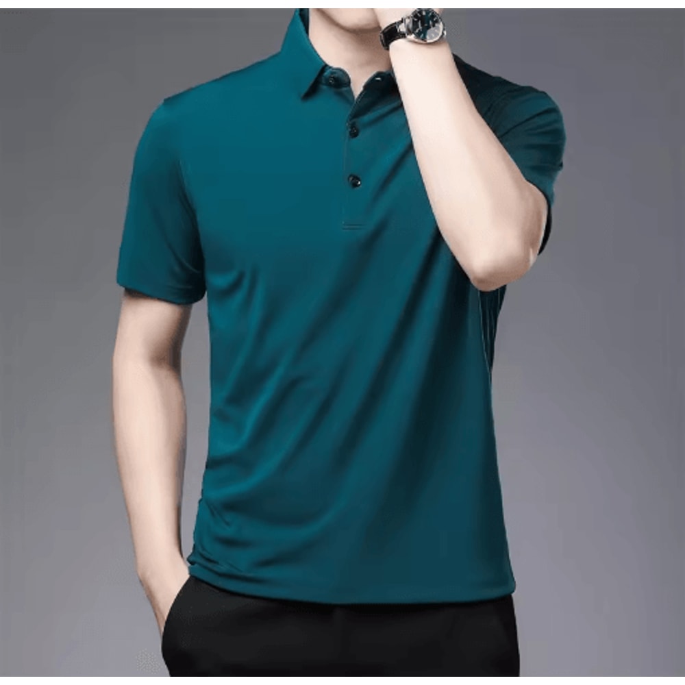 Mens Short Sleeve Polo Shirt Breathable Business Casual Summer Essential 2