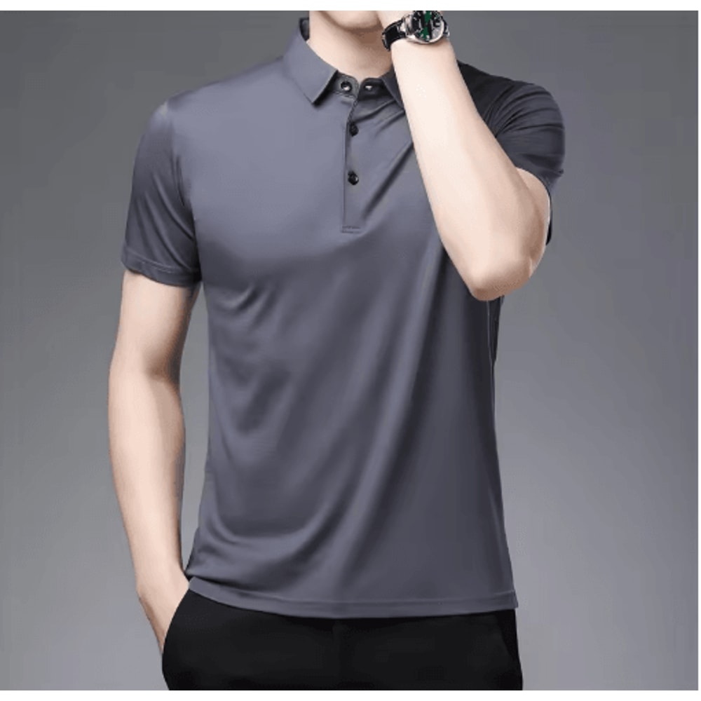 Mens Short Sleeve Polo Shirt Breathable Business Casual Summer Essential 3