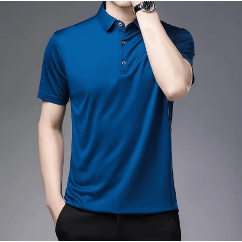 Mens Short Sleeve Polo Shirt Breathable Business Casual Summer Essential 4