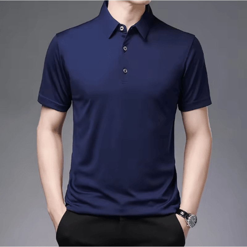 Mens Short Sleeve Polo Shirt Breathable Business Casual Summer Essential 7