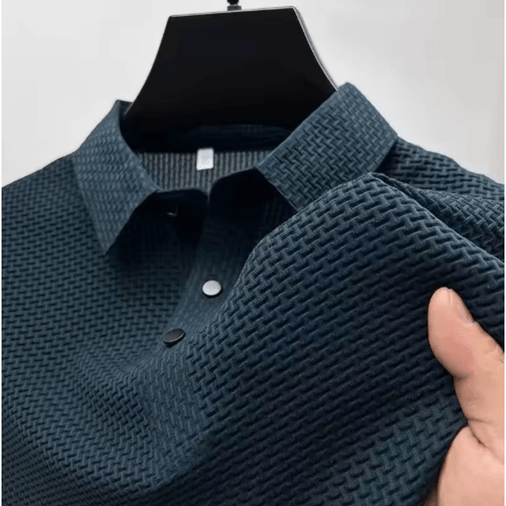 Mens Embroidered Polo Shirt Short Sleeve Business Casual Summer Top 2