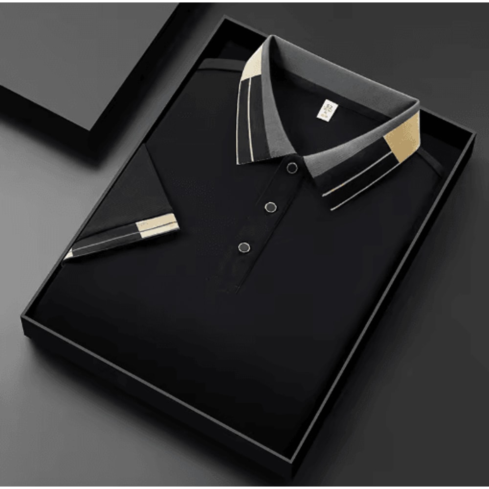 Mens Short Sleeve Polo Shirt 2025 Business Casual Breathable Solid Color Top 4