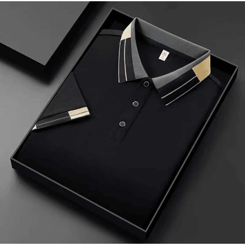 Mens Short Sleeve Polo Shirt 2025 Business Casual Breathable Solid Color Top 4