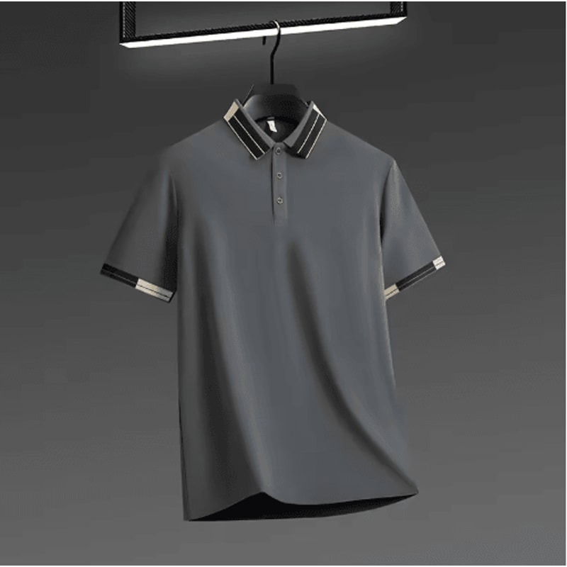 Mens Short Sleeve Polo Shirt 2025 Business Casual Breathable Solid Color Top 5