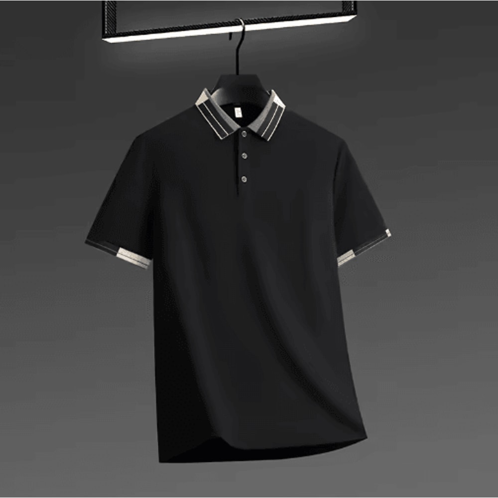Mens Short Sleeve Polo Shirt 2025 Business Casual Breathable Solid Color Top 6