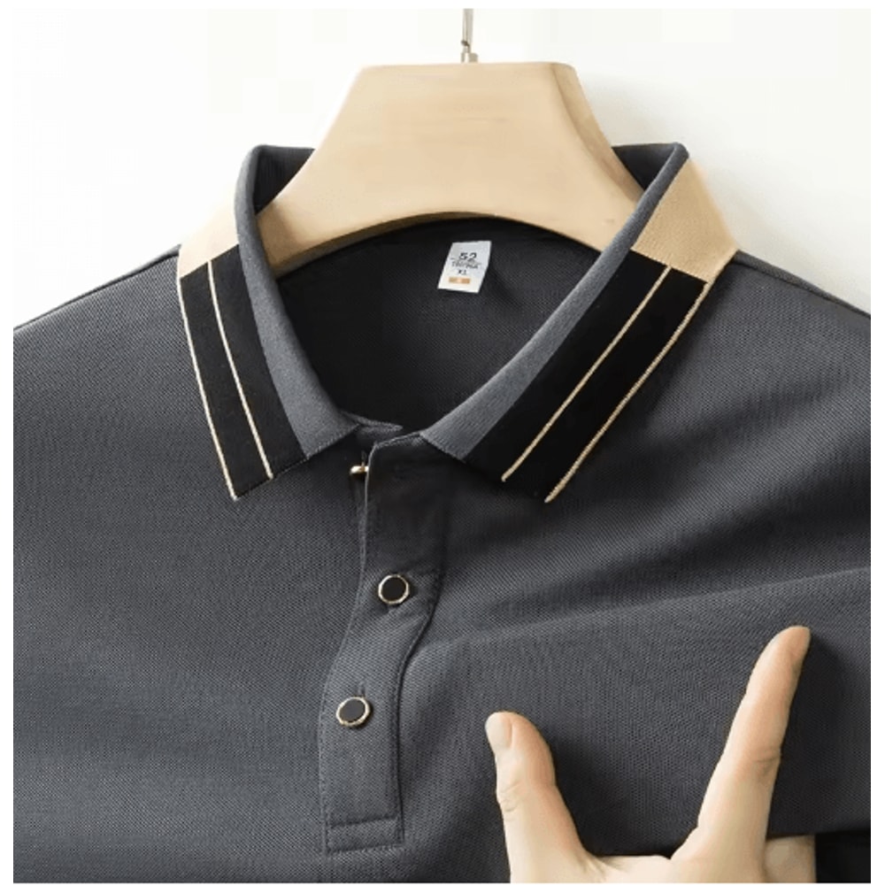 Mens Short Sleeve Polo Shirt 2025 Business Casual Breathable Solid Color Top 0
