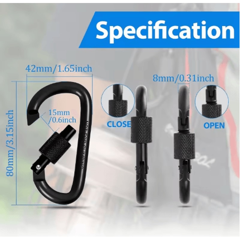 6pcs Carabiner Clips Set Durable Spring Snap Hooks For Outdoor Everyday Use 5