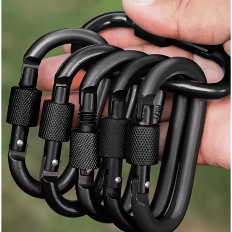6pcs Carabiner Clips Set Durable Spring Snap Hooks For Outdoor Everyday Use 0