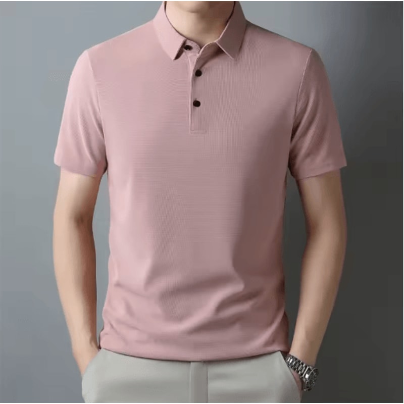 Mens Waffle Polo Shirt Short Sleeve Textured Casual Summer Top 2