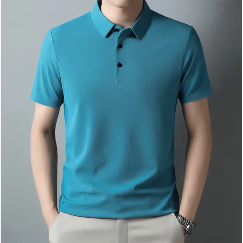 Mens Waffle Polo Shirt Short Sleeve Textured Casual Summer Top 5