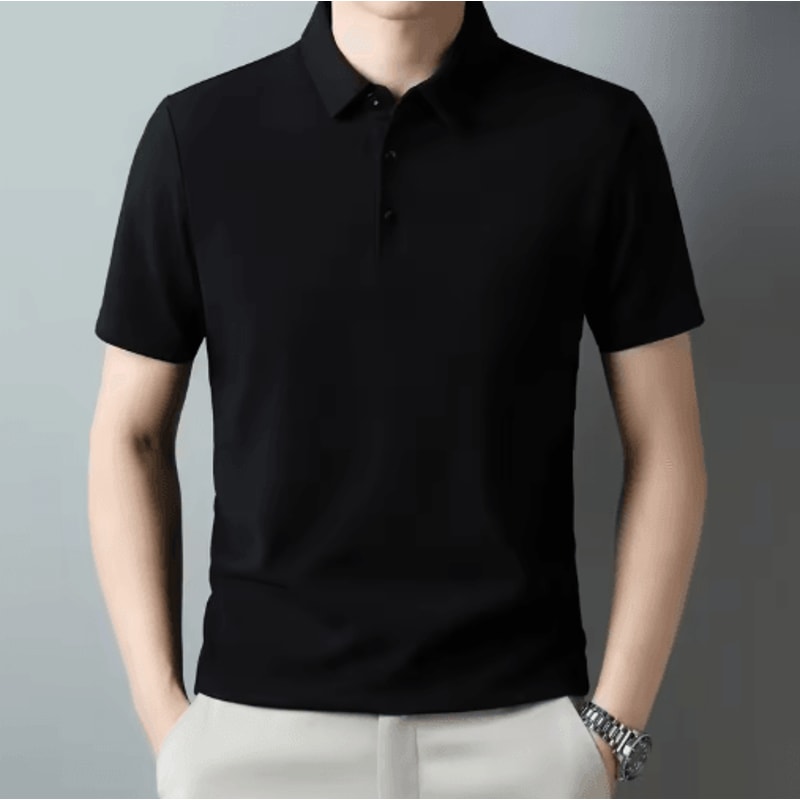 Mens Waffle Polo Shirt Short Sleeve Textured Casual Summer Top 6