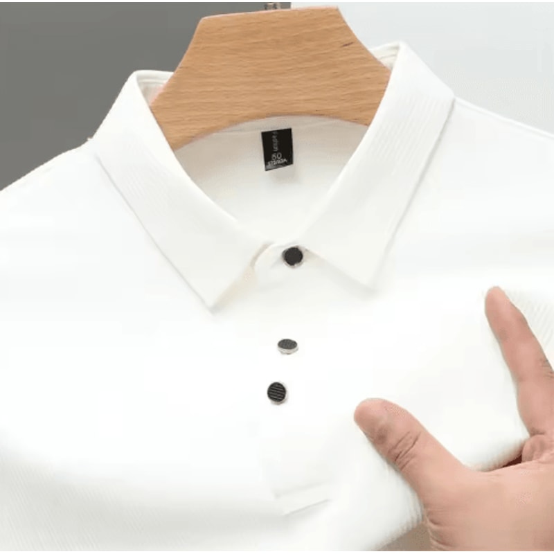 Mens Waffle Polo Shirt Short Sleeve Textured Casual Summer Top 9