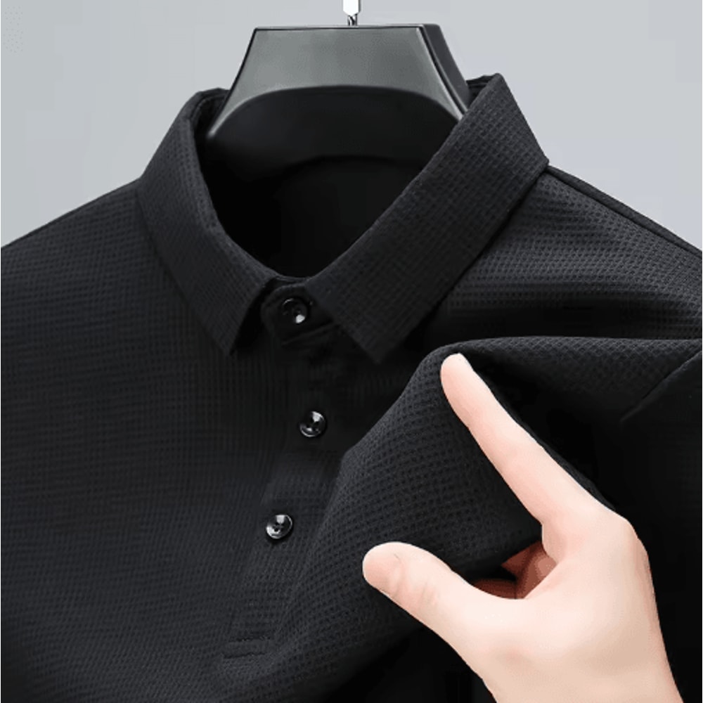 Mens Waffle Polo Shirt Short Sleeve Textured Casual Summer Top 10