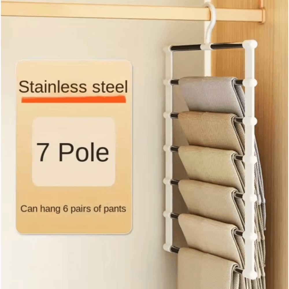 Foldable Pants Hanger Stainless Steel SpaceSaving Closet Organizer 6