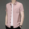 Mens WrinkleFree Printed Shirt Short Sleeve Business Casual NoIron Top 1