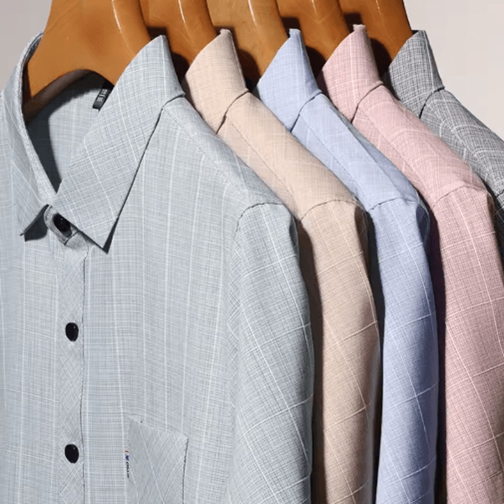 Mens WrinkleFree Printed Shirt Short Sleeve Business Casual NoIron Top 0