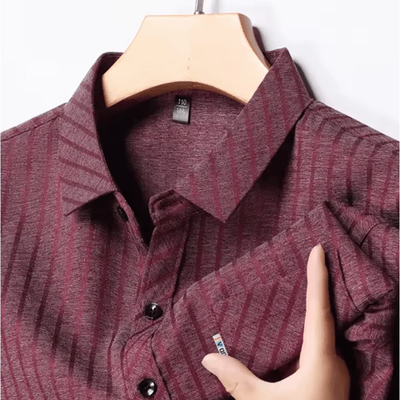 Mens WrinkleFree Printed Shirt Short Sleeve Business Casual No Iron Top 1