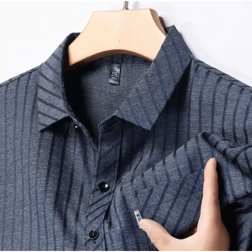 Mens WrinkleFree Printed Shirt Short Sleeve Business Casual No Iron Top 4