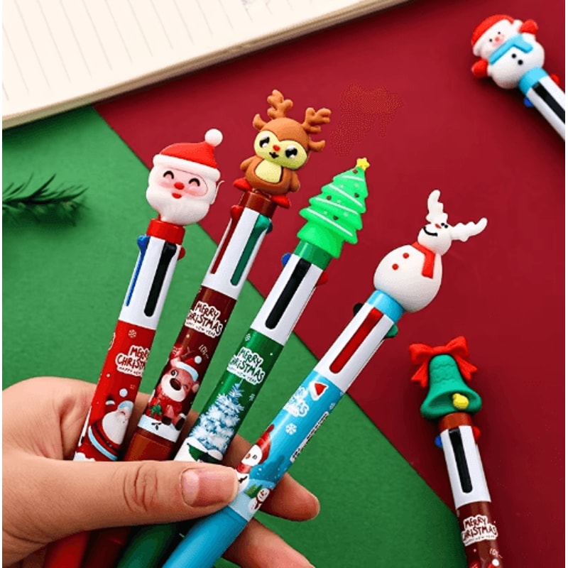 Christmas Ballpoint Pens Set 16pcs Multi Color Santa Claus Holiday Gift Pens 2