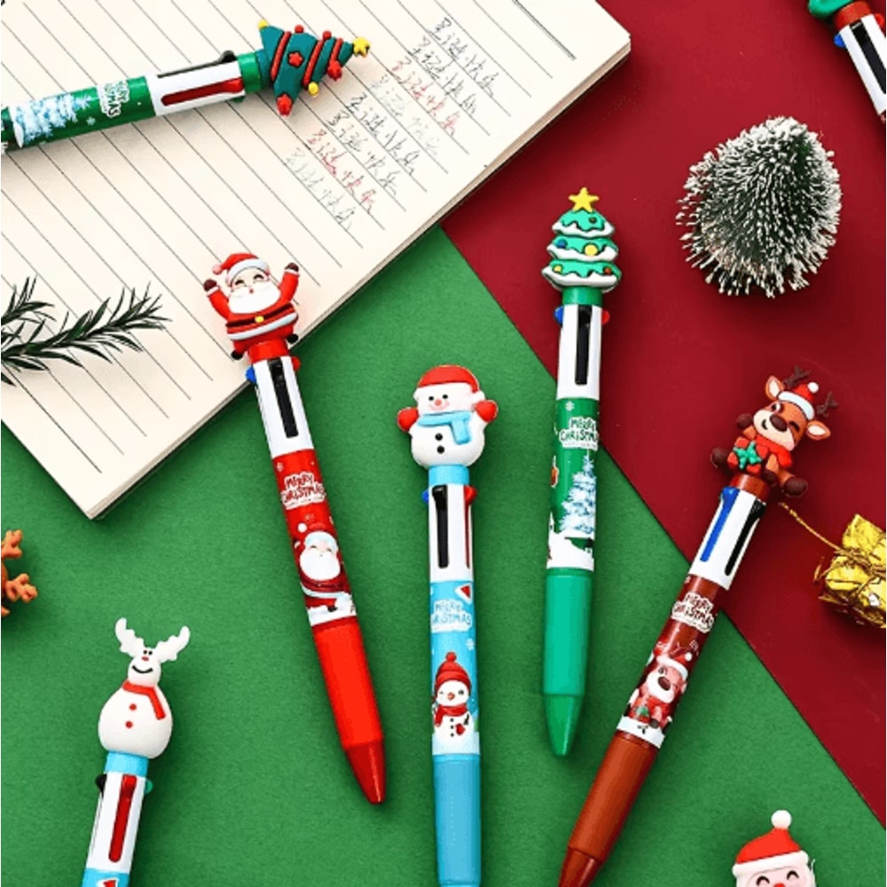 Christmas Ballpoint Pens Set 16pcs Multi Color Santa Claus Holiday Gift Pens 5