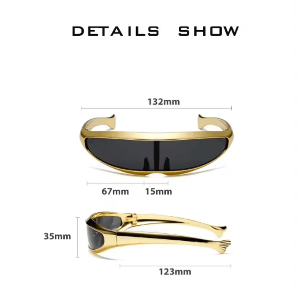 Y2K Futuristic Mirror Visor Sunglasses UV400 Steampunk Rave Goggles For Men Women 0