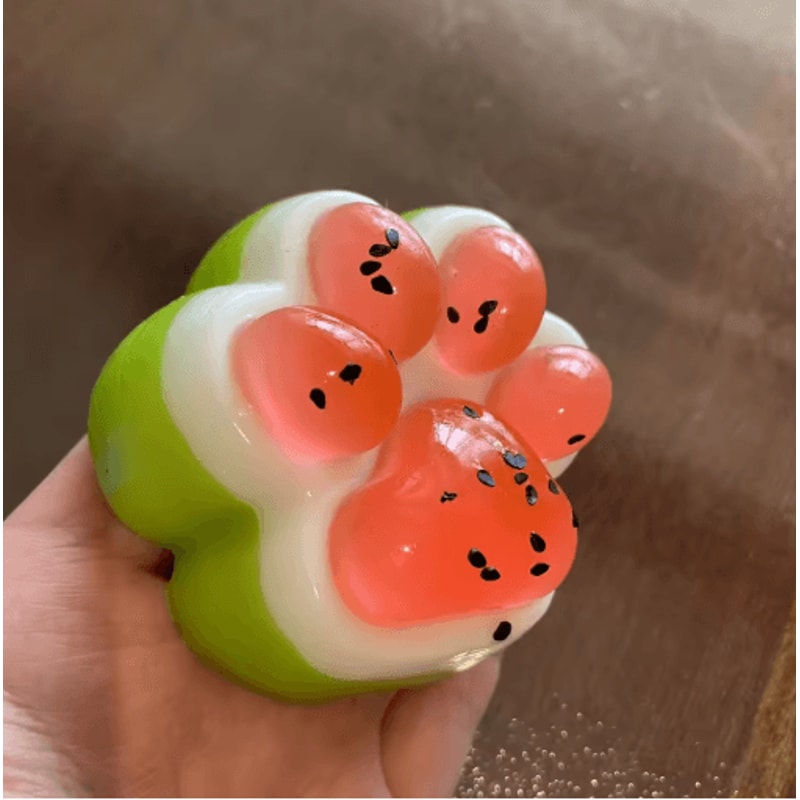 Watermelon Cat Paw Squishy Toy Slow Rising Cute Stress Relief Squeeze Gift 5