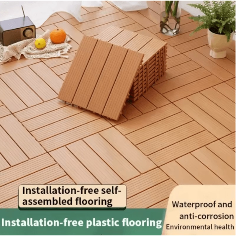 Interlocking Deck Tiles Set Waterproof Outdoor Balcony Flooring DIY Kit 10pcs 1