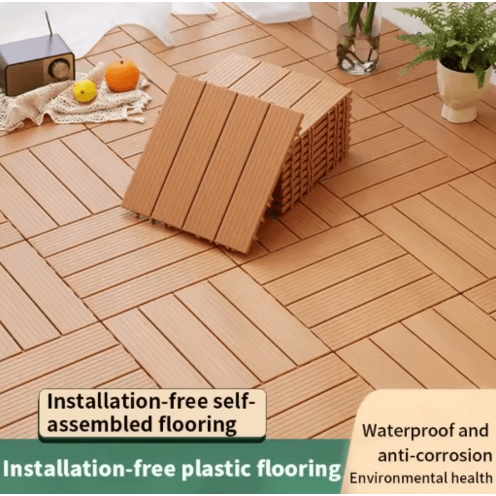 Interlocking Deck Tiles Set Waterproof Outdoor Balcony Flooring DIY Kit 10pcs 0