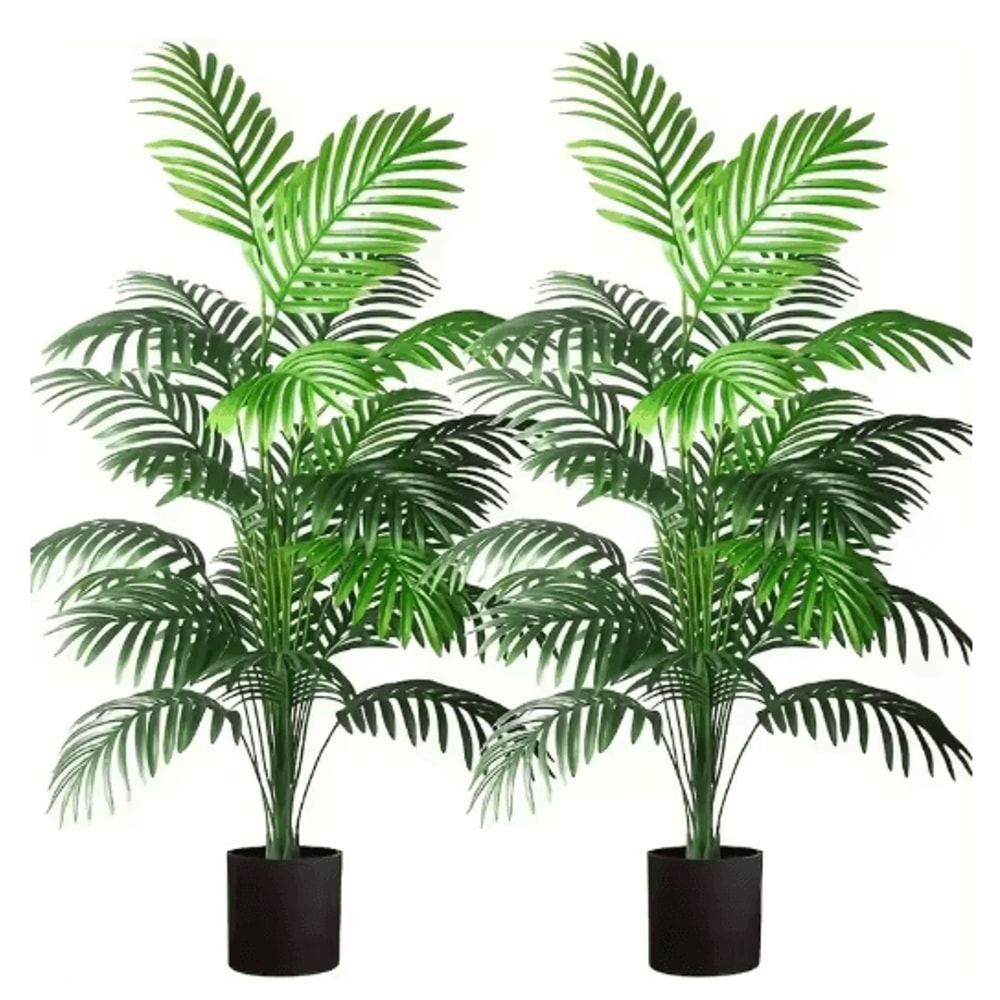 Artificial Areca Palm Plant In Pot Realistic Indoor Outdoor Decorative Fake Palm Tree 24 Leaves 0