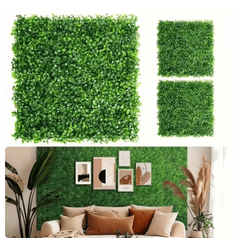 Artificial Grass Wall Panels HBoxwood Hedge Greenery Backdrop 10pcs Decorative Set 0