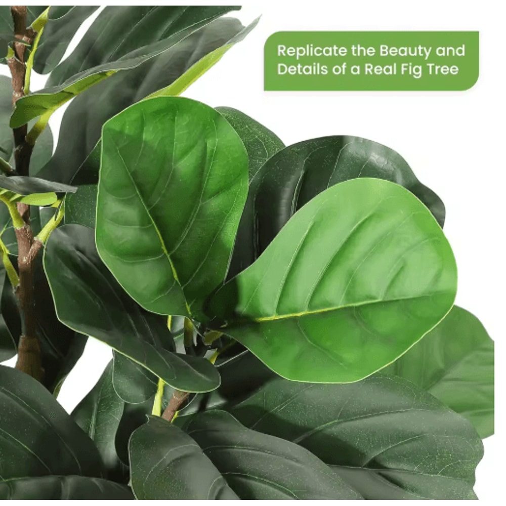 Artificial Fiddle Leaf Fig Tree With Pot Tall Faux Indoor Plant For Home Decor 57 FT 4