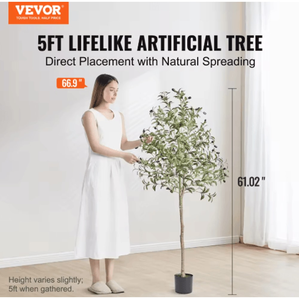 Artificial Olive Tree Tall Faux Indoor Plant With Pot Stable LowMaintenance Decor 46FT 0