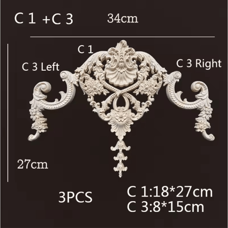 Carved Wood Corner Appliques Floral Furniture Onlays For Elegant Home Decoration 17