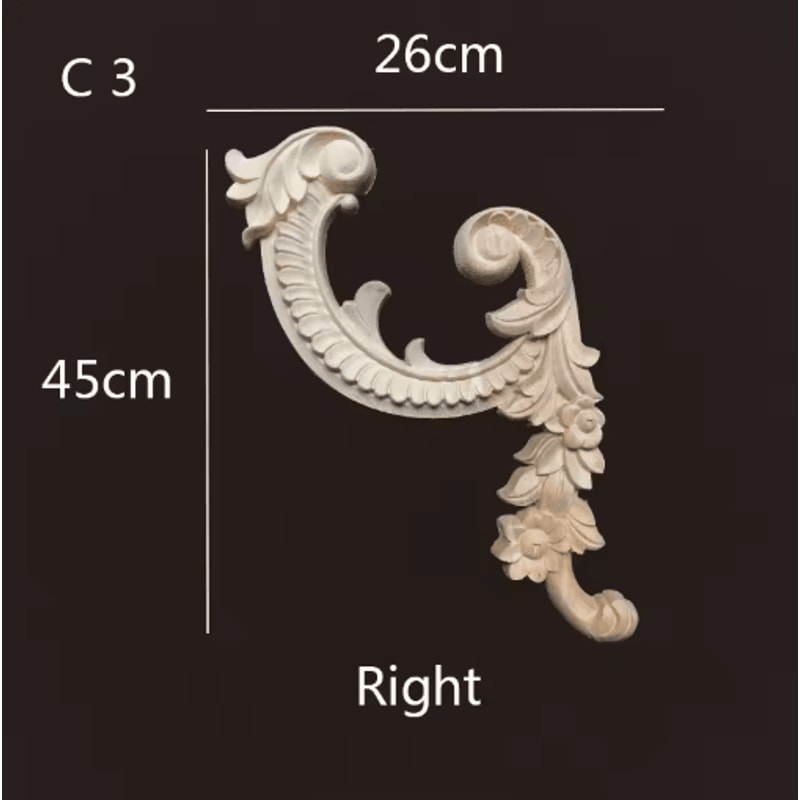 Carved Wood Corner Appliques Floral Furniture Onlays For Elegant Home Decoration 8
