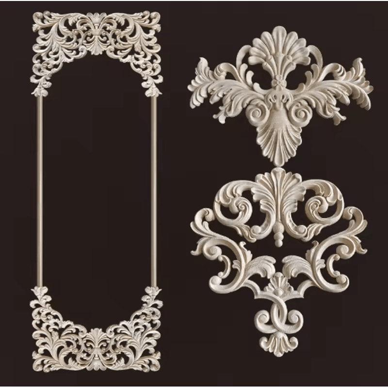 Carved Wood Corner Appliques Floral Furniture Onlays For Elegant Home Decoration 26